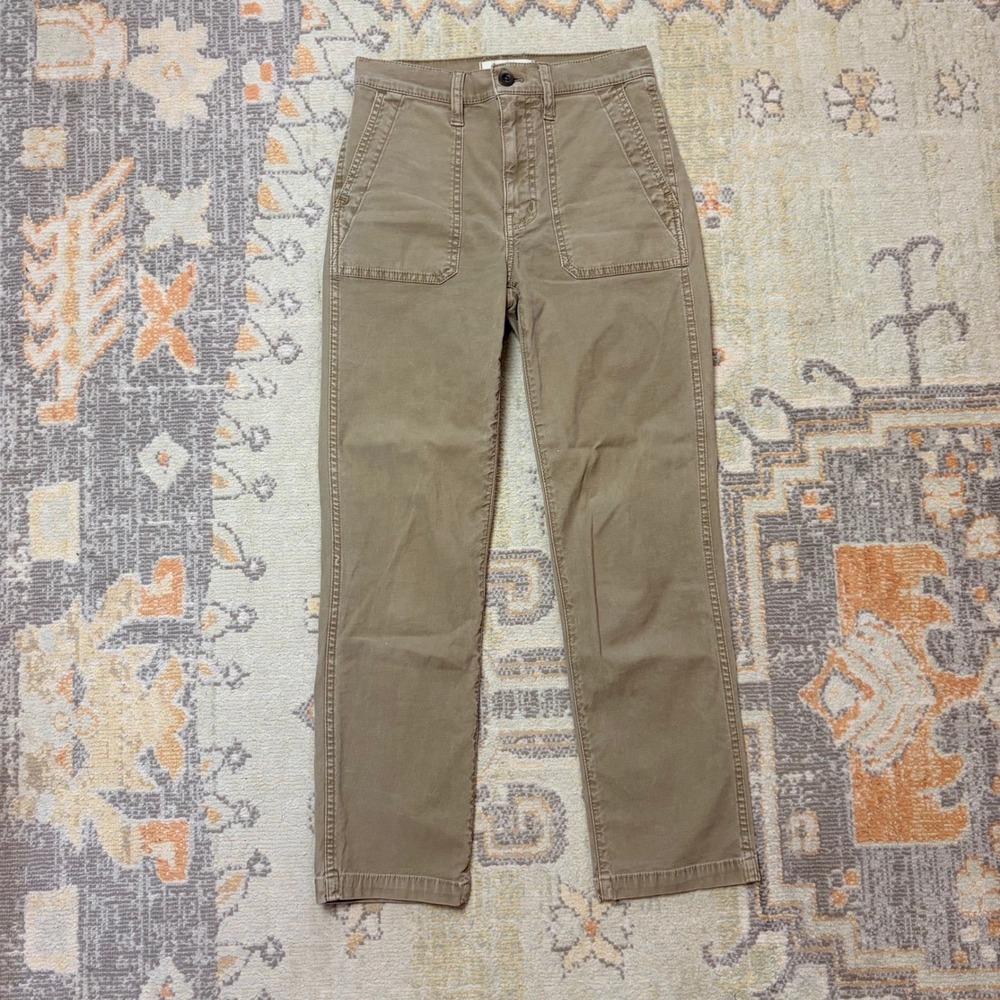 NWT Madewell High Rise Utility Straight Leg Pants Khaki Tan Size 23 Patch Pocket